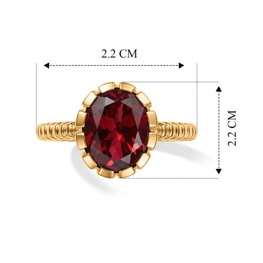 LUXURIANT - AAA Lab Grown Rubin Ring 925 Silber 750 Gelbgold vermeil (Größe 21.00) ca. 3,73 ct
