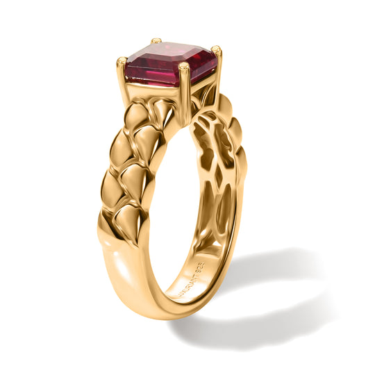 LUXURIANT - AAA Lab Grown Rubin Ring 925 Silber Gold (Größe 17.00) ca. 2,67 ct