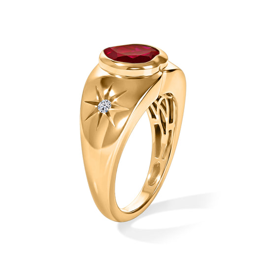 LUXURIANT - AAA Lab Grown Rubin, Lab Grown Diamant Ring 925 Silber Gold (Größe 21.00) ca. 2,89 ct