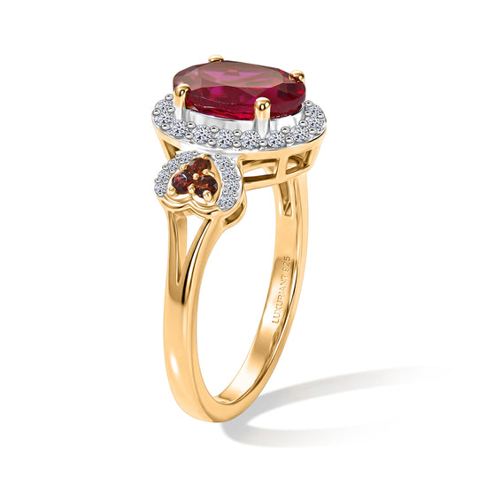 LUXURIANT - AAA Lab Grown Rubin, Mosambik Granat Ring 925 Silber Gold (Größe 20.00) ca. 3,32 ct