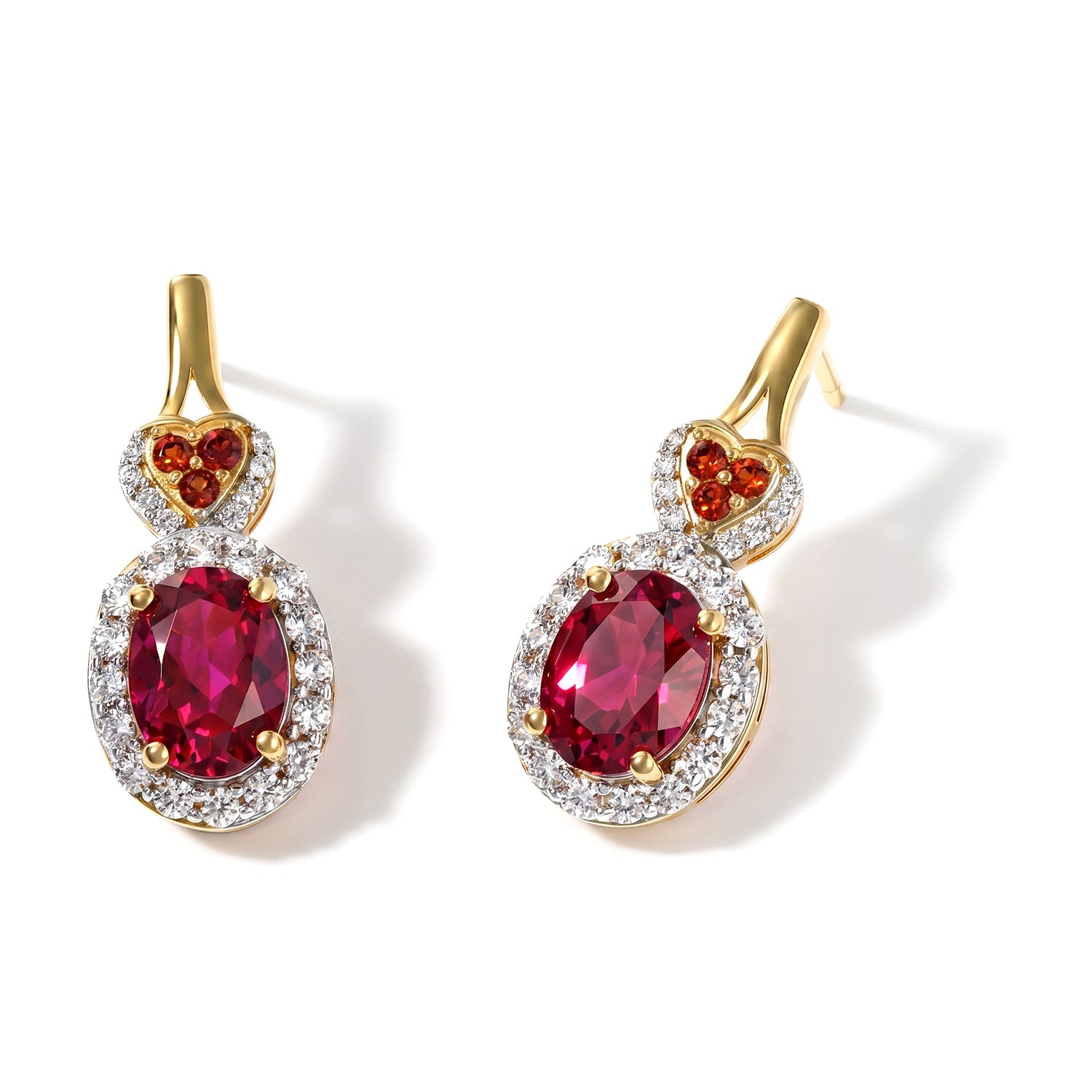LUXURIANT DIAMOND - AAA Lab Grown Rubin, Mosambik Granat Ohrringe 925 Silber Gold ca. 4,33 ct.