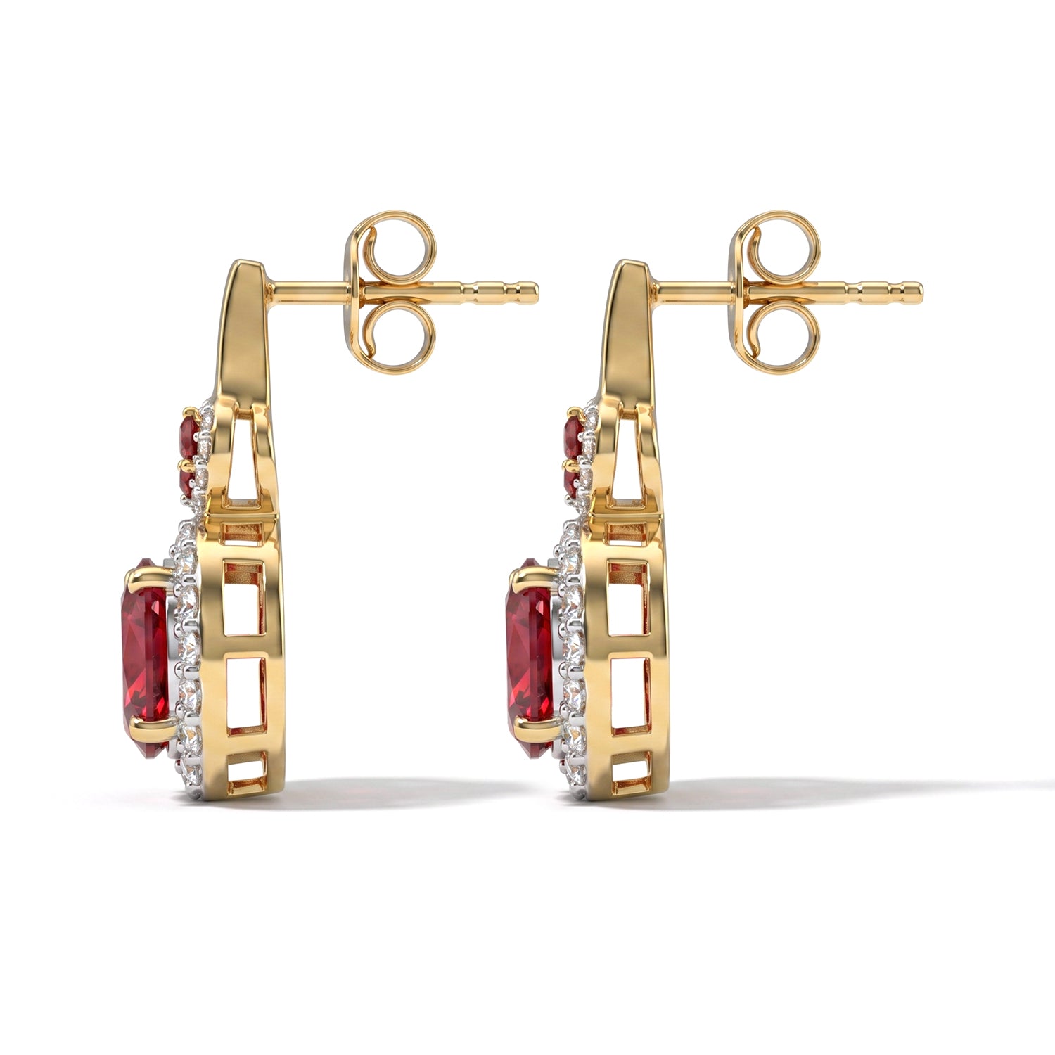 LUXURIANT - AAA Lab Grown Rubin, Mosambik Granat Ohrringe 925 Silber Gold ca. 4.33 ct