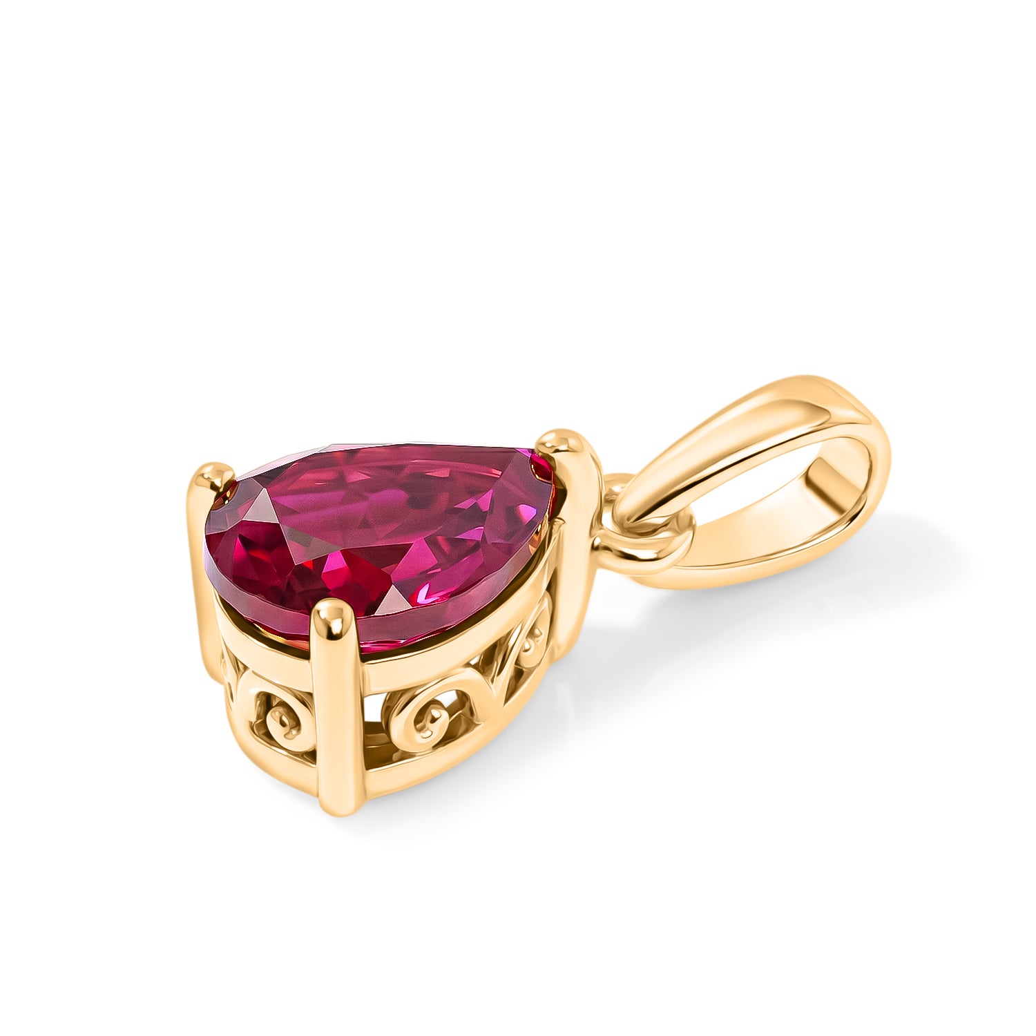 LUXURIANT DIAMOND - AAA Lab Grown Rubin Anhänger 925 Silber Gold ca. 1,67 ct.