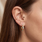 D'Joy AA Natürlicher, äthiopischer Welo Opal, Weißer Zirkon Ohrringe 925 Silber 750 Gelbgold vermeil ca. 2,75 ct.