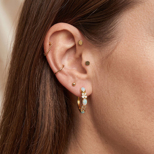 D'Joy AA Natürlicher, äthiopischer Welo Opal, Weißer Zirkon Ohrringe 925 Silber 750 Gelbgold vermeil ca. 2,75 ct.