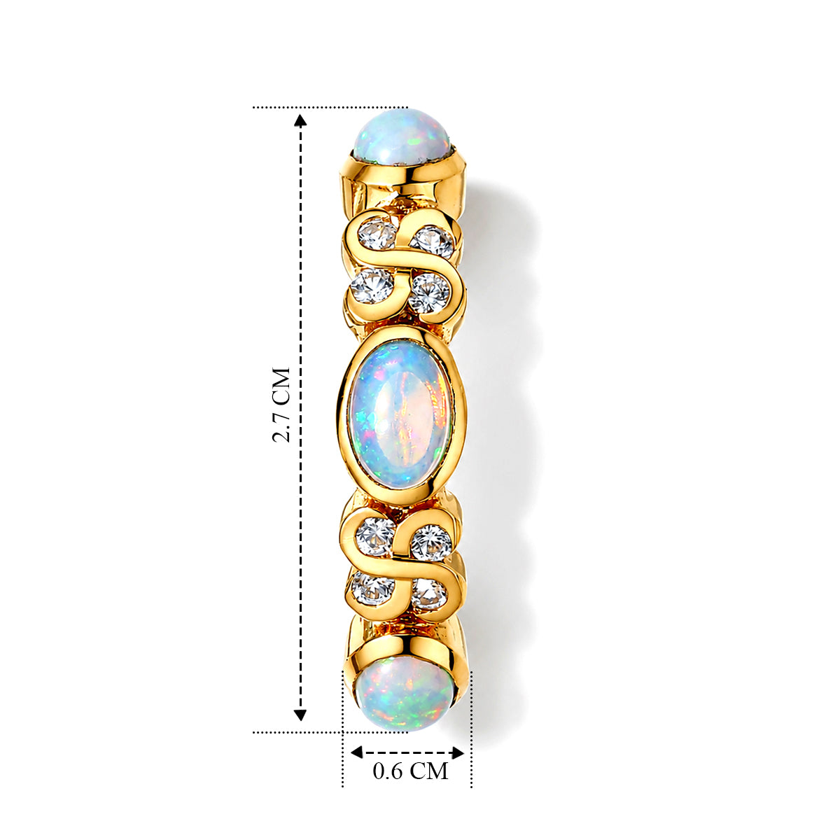 D'Joy AA Natürlicher, äthiopischer Welo Opal, Weißer Zirkon Ohrringe 925 Silber 750 Gelbgold vermeil ca. 2,75 ct.