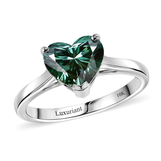 LUXURIANT  (10-16 Werktage Lieferzeit)  2 ct. VS-EF Grüner Labor Diamant Ring in 417 Weißgold