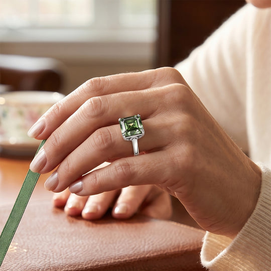 LUXURIANT  (10-16 Werktage Lieferzeit)  2 ct. VS-EF grüner Labor Diamant Ring in 417 Weißgold