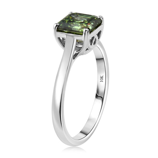 LUXURIANT  (10-16 Werktage Lieferzeit)  2 ct. VS-EF grüner Labor Diamant Ring in 417 Weißgold
