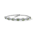 D'Joy AA Grüner Saphir, Moissanit AGI zertifiziert Armband ca. 16.5 cm 925 Silber Rhodiniert ca. 4,09 ct.