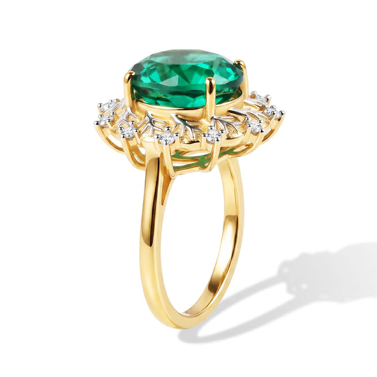 D'Joy Pfau Quarz Triplette, Weißer Zirkon Ring 925 Silber Rhodiniert und 750 Gelbgold Vermeil (Größe 20.00) ca. 5,43 ct