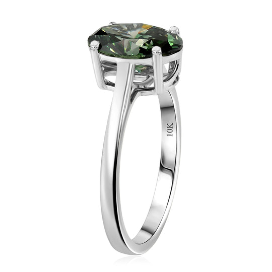 LUXURIANT  (10-16 Werktage Lieferzeit)  2 ct. VS-EF grüner Labor Diamant Ring in 417 Weißgold