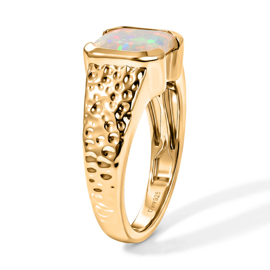 D'Joy AA Natürlicher, äthiopischer Welo Opal Ring 925 Silber 750 Gelbgold vermeil (Größe 19.00) ca. 1,46 ct