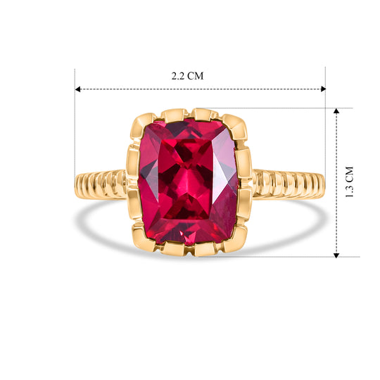 LUXURIANT - AAA Lab Grown Rubin Ring 925 Silber 750 Gelbgold vermeil (Größe 21.00) ca. 4,75 ct