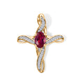 LUXURIANT - AAA Lab Grown Rubin, Weißer Zirkon Anhänger 925 Silber Gold ca. 0,83 ct.