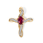 LUXURIANT - AAA Lab Grown Rubin, Weißer Zirkon Anhänger 925 Silber Gold ca. 0,83 ct.