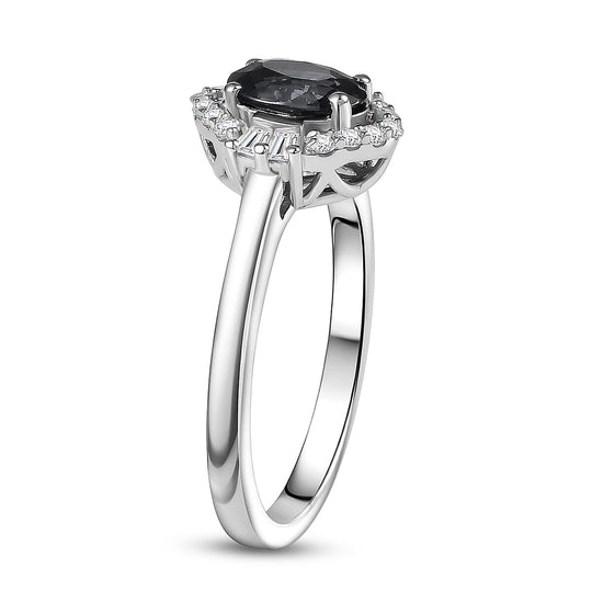 D'Joy AA Platin-Spinell, Moissanit AGI zertifiziert Ring 925 Silber Rhodiniert (Größe 20.00) ca. 1,21 ct
