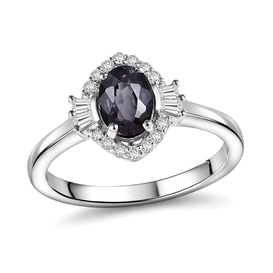 D'Joy AA Platin-Spinell, Moissanit AGI zertifiziert Ring 925 Silber Rhodiniert (Größe 20.00) ca. 1,21 ct