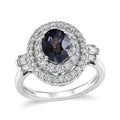 D'Joy AA Platin-Spinell, Moissanit AGI zertifiziert Ring 925 Silber Rhodiniert (Größe 20.00) ca. 2,22 ct