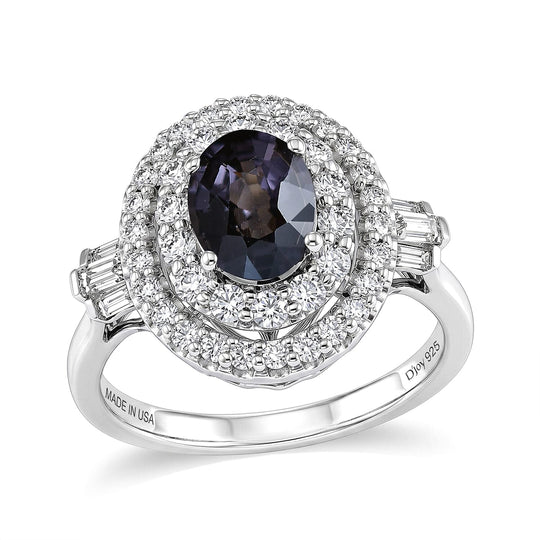 D'Joy AA Platin-Spinell, Moissanit AGI zertifiziert Ring 925 Silber Rhodiniert (Größe 16.50) ca. 2,22 ct