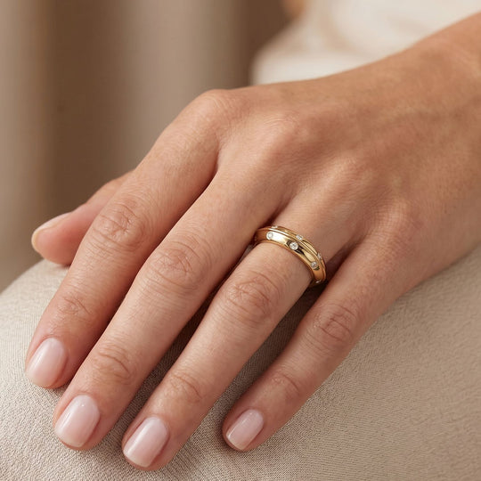 LUXURIANT SGL zertifizierter SI-GH Labor Diamant Ring, 925 Silber 750 Gelbgold Vermeil - 0,26 ct.