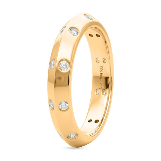 LUXURIANT SGL zertifizierter SI-GH Labor Diamant Ring, 925 Silber 750 Gelbgold Vermeil - 0,26 ct.