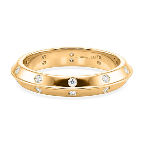 LUXURIANT SGL zertifizierter SI-GH Labor Diamant Ring, 925 Silber 750 Gelbgold Vermeil - 0,26 ct.