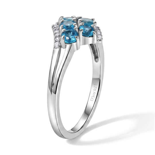D'Joy Neon Apatit und Diamant Ring, 925 Silber platiniert - 0,80 ct.