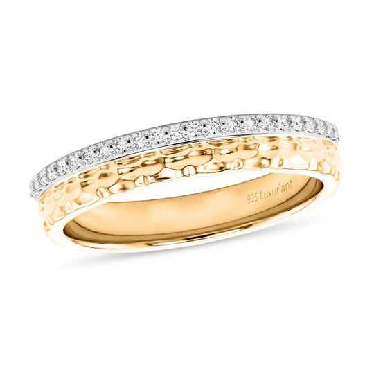 LUXURIANT SI-GH Labor Diamant Ring, 925 Silber 750 Gelbgold Vermeil - 0,15 ct