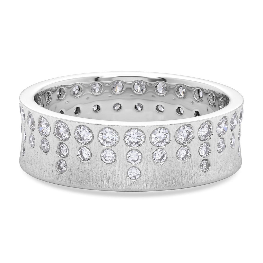 LUXURIANT SGL zertifizierter SI-GH Labor Diamant strukturierter Bandring, 925 Silber rhodiniert - 1 ct.