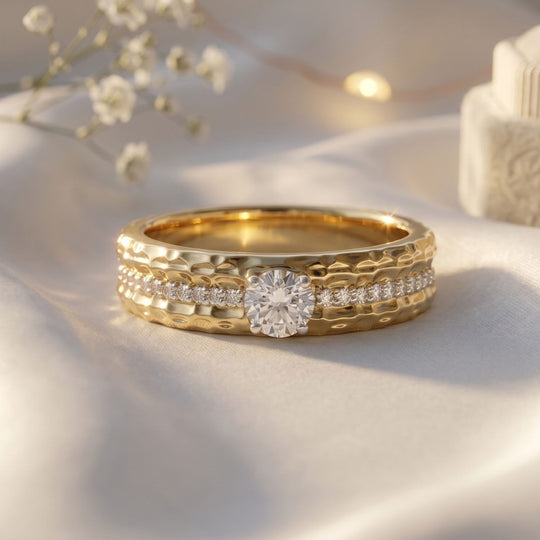 LUXURIANT SI-GH Labor Diamant Ring, 925 Silber 750 Gelbgold Vermeil - 0,33 ct