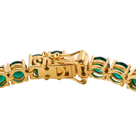 LUXURIANT AAA Labor Smaragd 19cm Eternity Armband, 925 Silber 750 Gelbgold Vermeil - 17 ct.