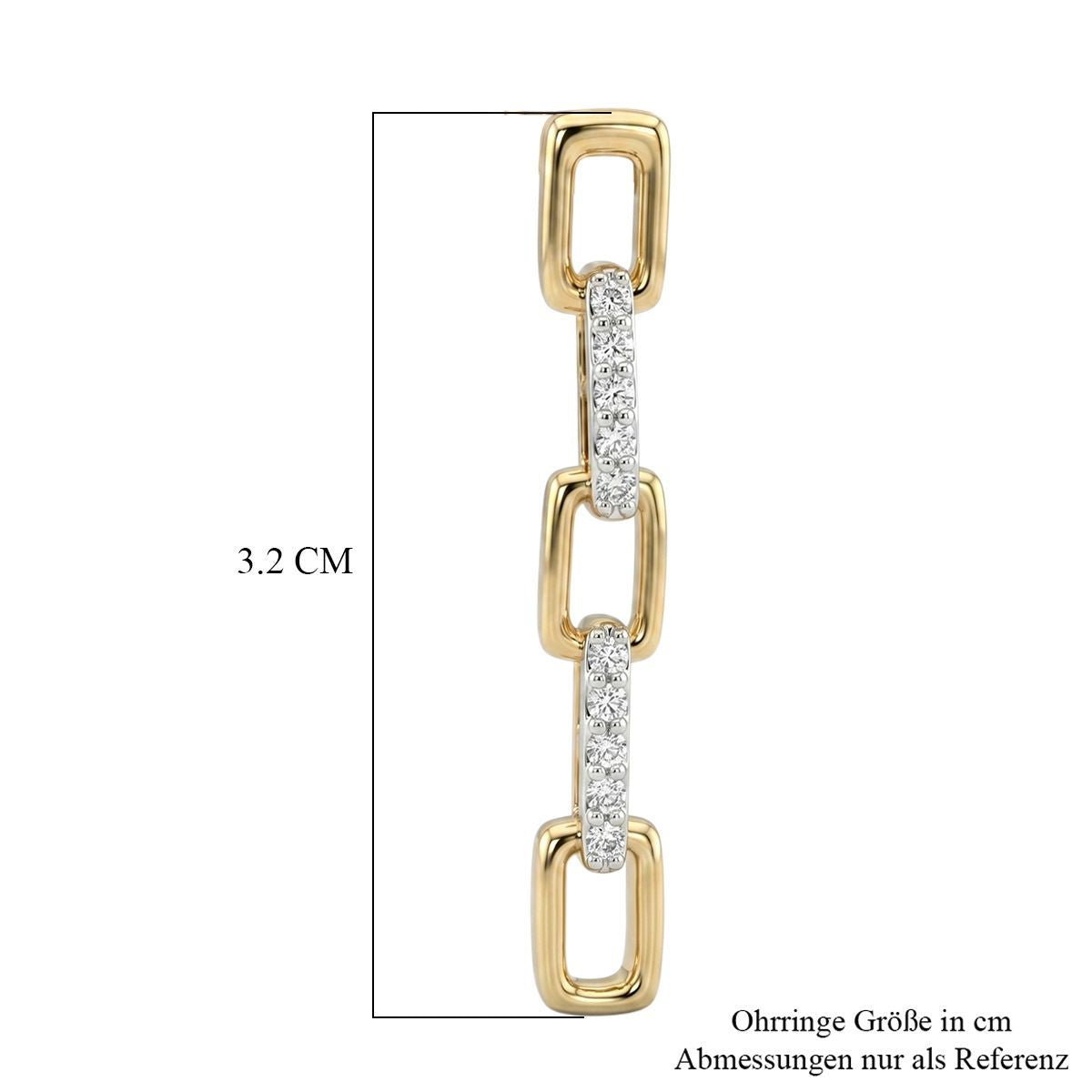 LUXURIANT SGL zertifizierte SI-GH Labor Diamant Ohrringe, 925 Silber 750 Gelbgold Vermeil - 0,26 ct.