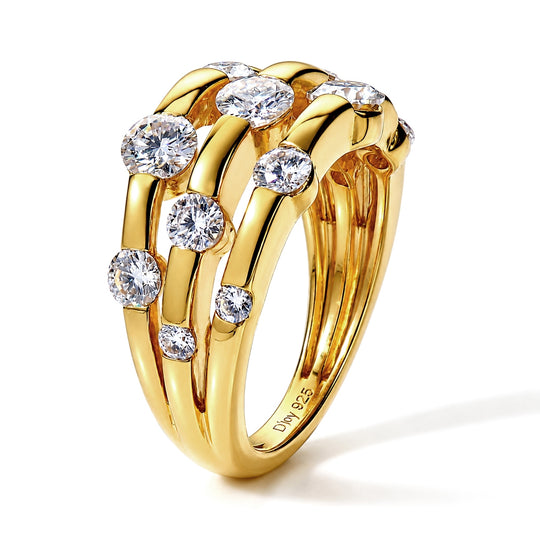 D'Joy Moissanit Ring 925 Silber 750 Vergoldet (Größe 21.00) ca. 1,95 ct