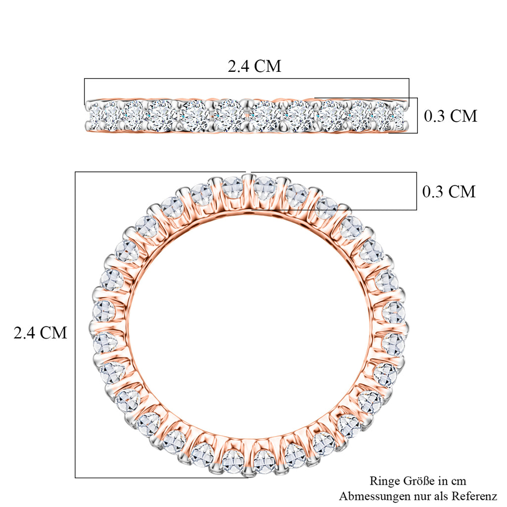 LUXURIANT DIAMOND - Lab Grown Diamant SI-GH Ring 925 Silber 750 Roségold vermeil (Größe 17.00) ca. 0,95 ct