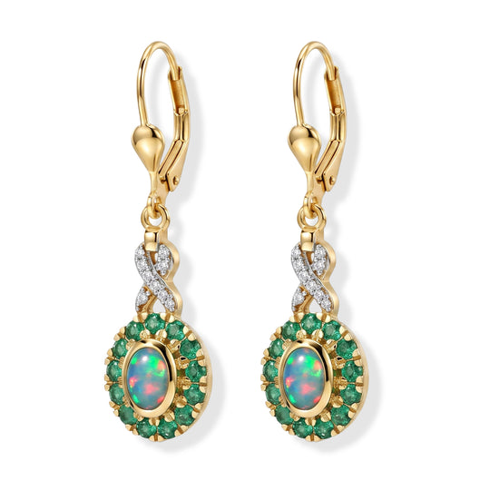 D'Joy AAA Natürlicher, äthiopischer Welo Opal, Afrikanischer Rubin (Fissure gefüllt) Ohrringe 925 Silber 585 Vergoldet ca. 2.19 ct