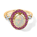 D'Joy AAA Natürlicher, äthiopischer Welo Opal, Afrikanischer Rubin (Fissure gefüllt) Ring 925 Silber 585 Vergoldet (Größe 18.00) ca. 2,25 ct