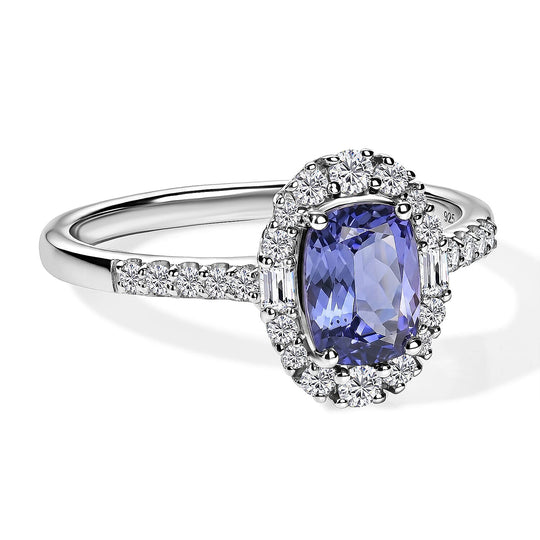 D'Joy AA Tansanit, Moissanit Ring 925 Silber Rhodiniert (Größe 18.00) ca. 1,90 ct