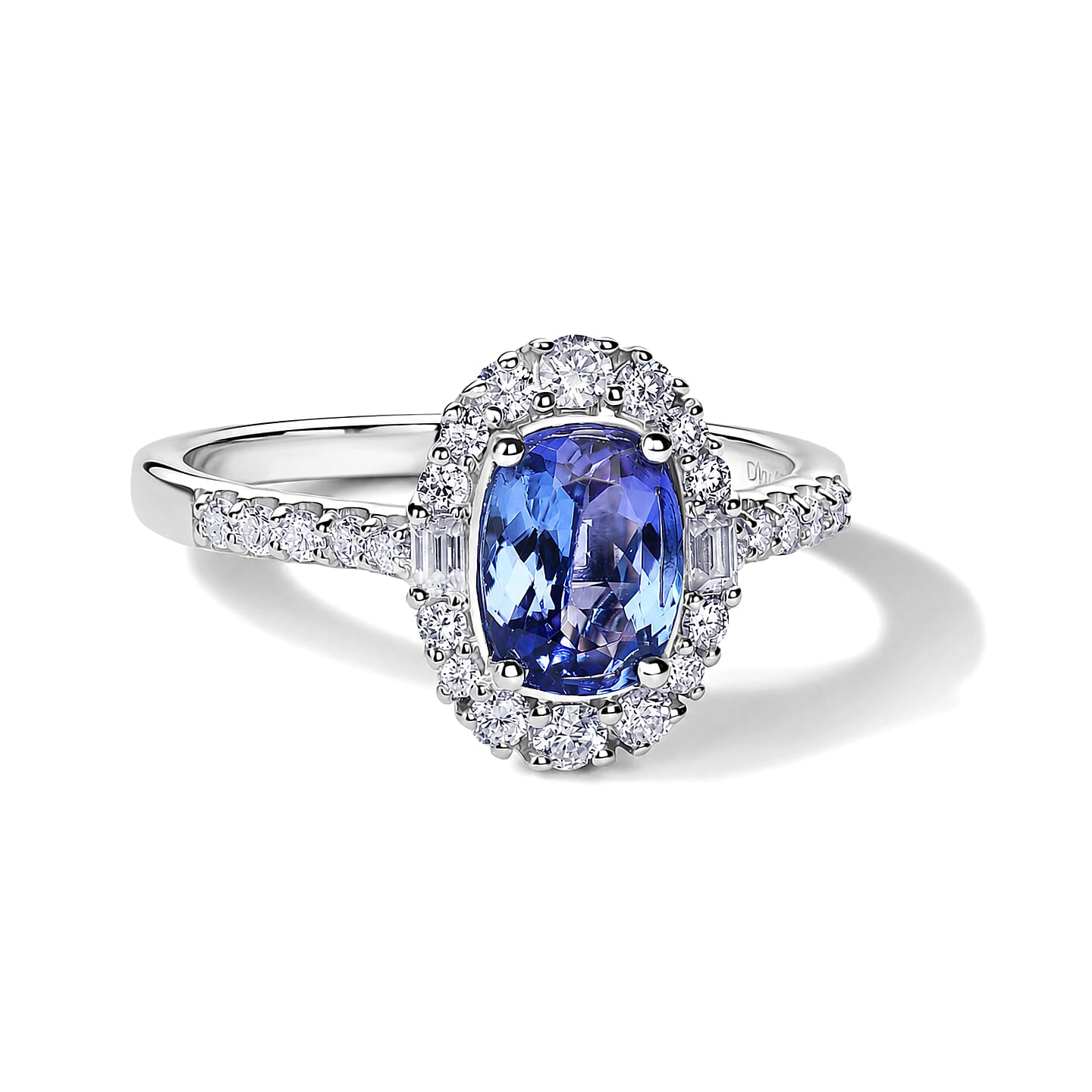 D'Joy AA Tansanit, Moissanit Ring 925 Silber Rhodiniert (Größe 17.00) ca. 1,90 ct