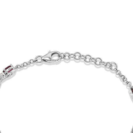 D'Joy AA Farbwechsel Granat, Moissanit AGI zertifiziert Armband ca. 18.5 cm 925 Silber Rhodiniert ca. 9,60 ct.