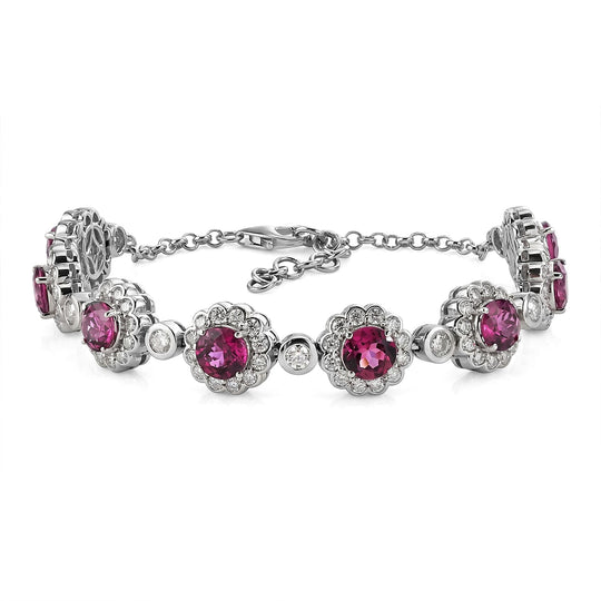 D'Joy AA Farbwechsel Granat, Moissanit AGI zertifiziert Armband ca. 16.5 cm 925 Silber Rhodiniert ca. 10,18 ct.