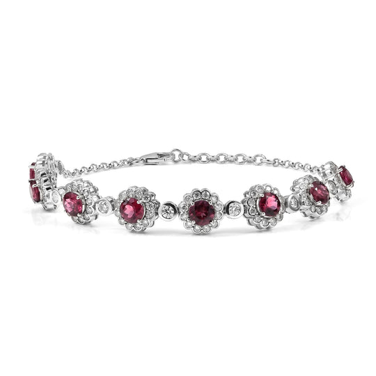 D'Joy AA Farbwechsel Granat, Moissanit AGI zertifiziert Armband ca. 16.5 cm 925 Silber Rhodiniert ca. 10,18 ct.