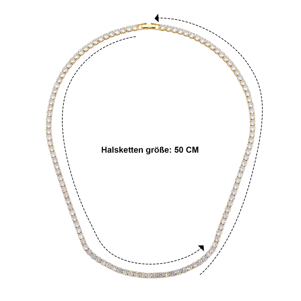 Weißer Zirkonia Halskette ca. 50 cm Nickelfreies Messing