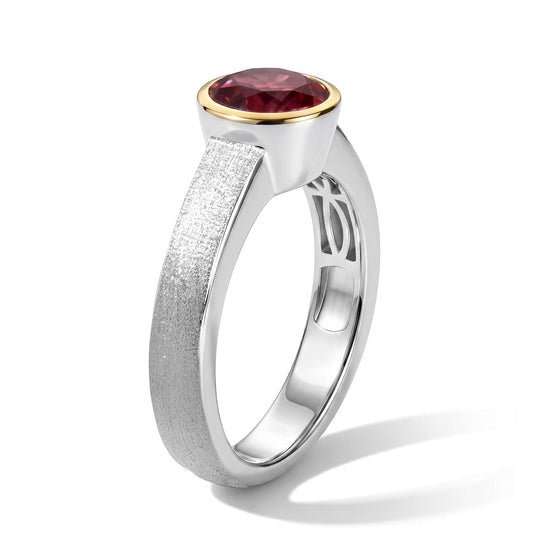 D'Joy Lab Grown Padparadscha-Saphir Ring 925 Silber Rhodiniert und 750 Gelbgold Vermeil (Größe 20.00) ca. 1,87 ct