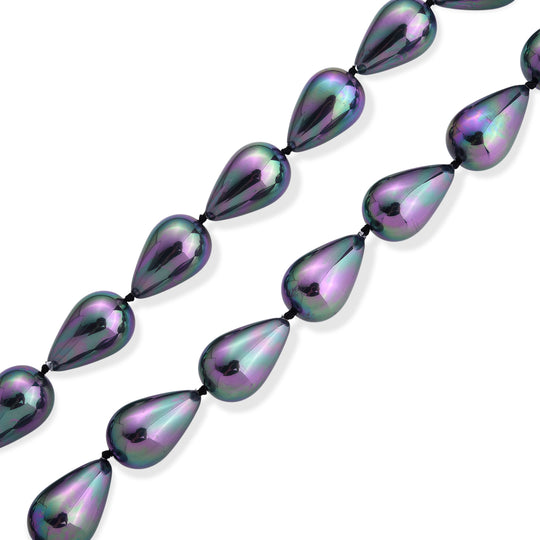 Weiße Muschelkernperle (25x16 mm) Tropfenform Halskette ca. 50 cm 316L Edelstahl