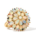 D'Joy Rosa Saphir, Natürlicher, äthiopischer Welo Opal Ring 925 Silber 750 Gelbgold vermeil (Größe 17.00) ca. 4,48 ct
