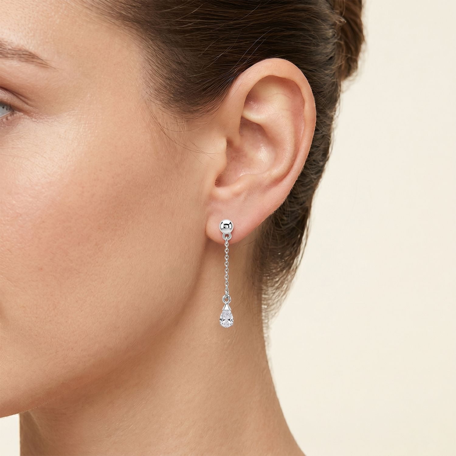 LUXURIANT DIAMOND - Lab Grown Diamant VS-EF (Briolette-Schliff) Ohrringe 925 Silber Rhodiniert ca. 1.08 ct
