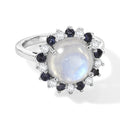 D'Joy Regenbogen Mondstein, Iolit Ring 925 Silber Rhodiniert (Größe 17.00) ca. 4,50 ct