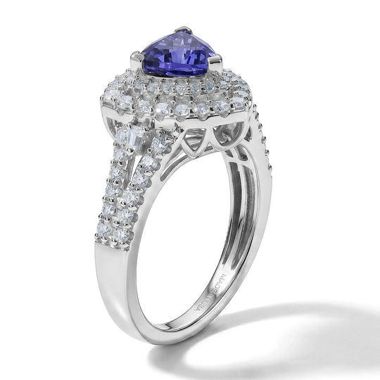 D'Joy AA Tansanit, Moissanit AGI zertifiziert Ring 925 Silber Rhodiniert (Größe 19.00) ca. 2,02 ct