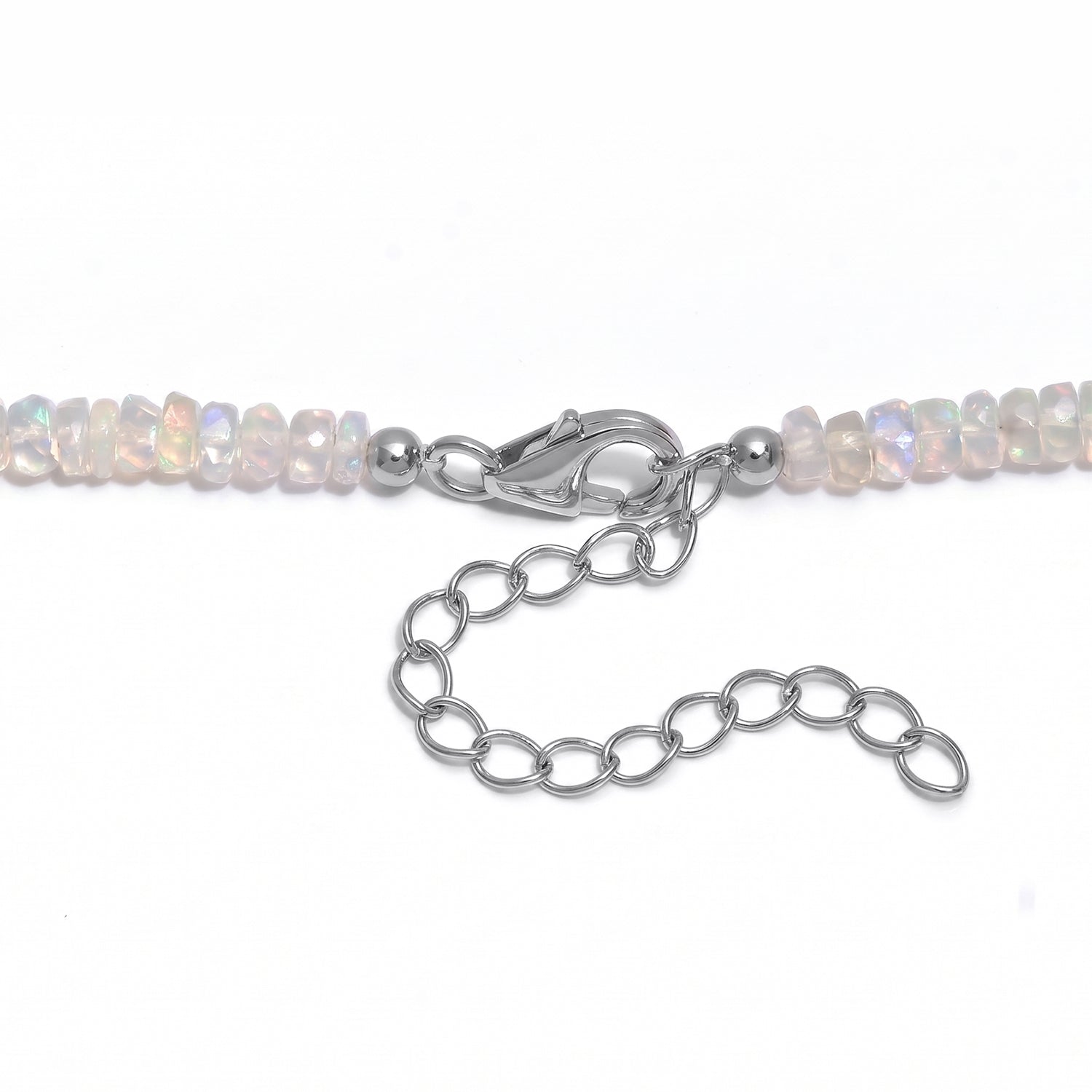 AAA Natürlicher, äthiopischer Welo Opal Halskette ca. 45 cm 925 Silber Rhodiniert (10-15 Werktage Lieferzeit) ca. 65,00 ct.